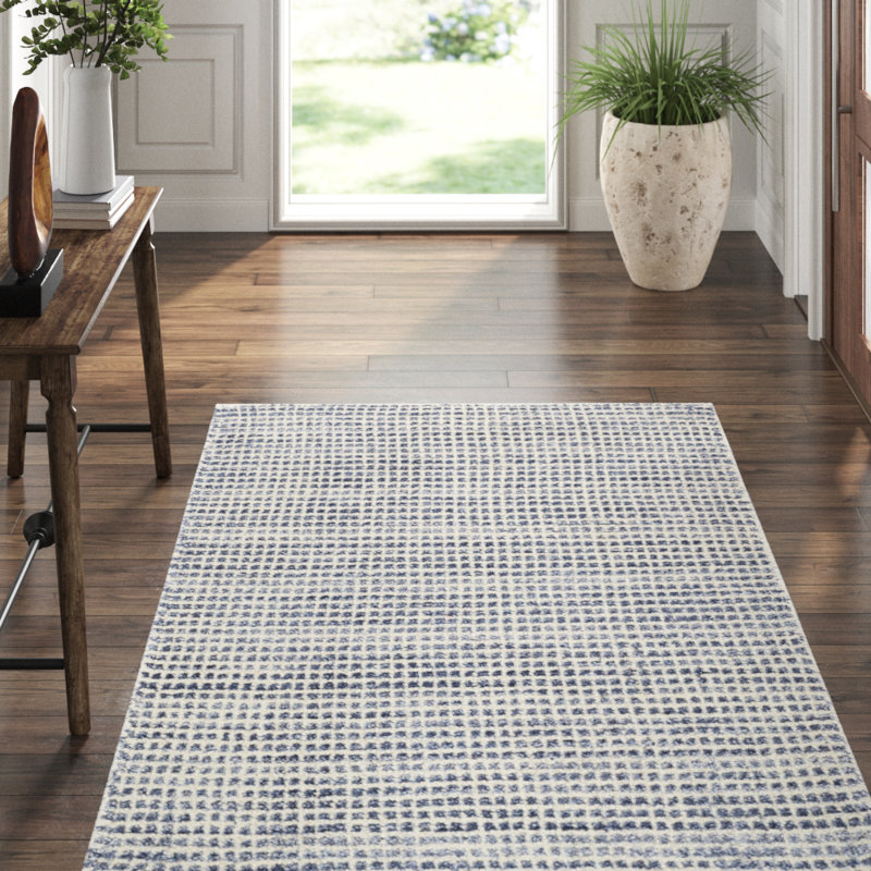 Dash and Albert Rugs Homer HandKnotted Checkered Area Rug in Blue Perigold